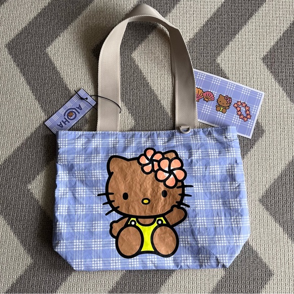 Hello Kitty Handbags - Aloha Collection x Hello Kitty periwinkle palaka Mini tripper tote bag
